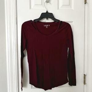 LOFT burgundy long sleeve tee, size XS